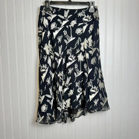 Scotch & Soda Black Tropical Print A-Line Skirt Size Small Asymmetrical P48 - Picture 3 of 8